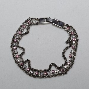 Elegant Silver and Pink Tennis Bracelet